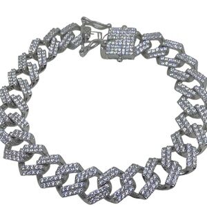 Iced out Cuban bracelet for men set in 925 Sterling Silver